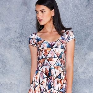 Labyrinth World Falls Down Cap Sleeve Skater Dress